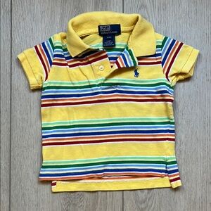 Polo by Ralph Lauren Yellow & Stripes Polo Short Sleeve Shirt Size boys 12 month